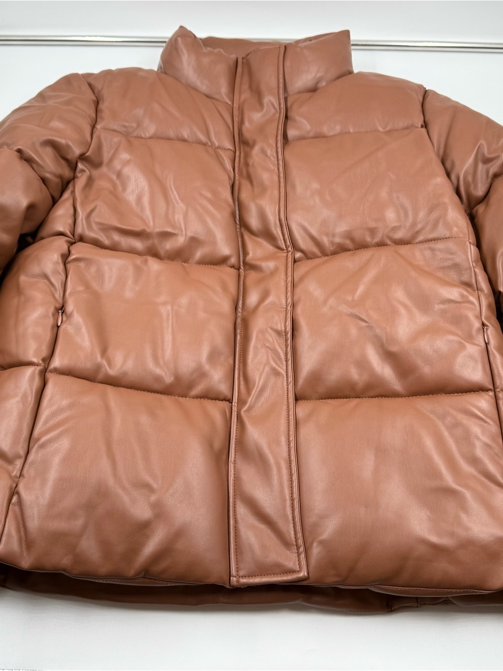 Marc New York Men's Puffer Jacket - Cognac Brown Faux Leather